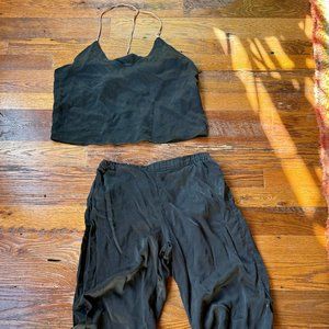 Lunya Washable Silk Cami Pant Set Black